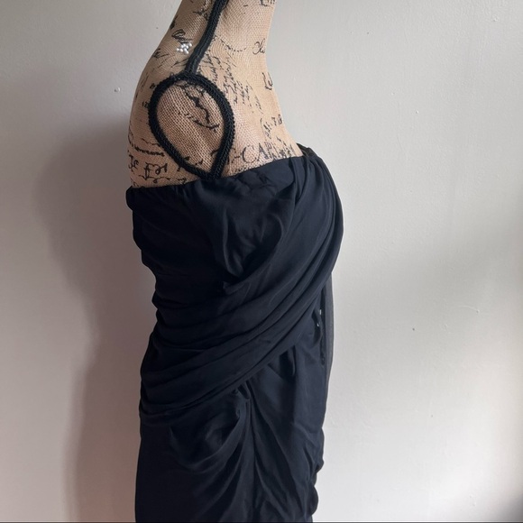 Olivaceous black strapless silk grecian dress L - Picture 5 of 10